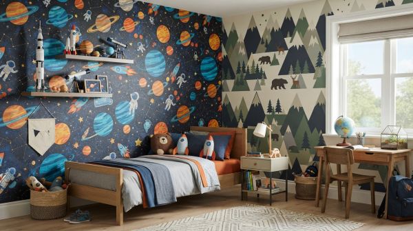 Idées de papier peint pour chambre garçon : motifs innovants
